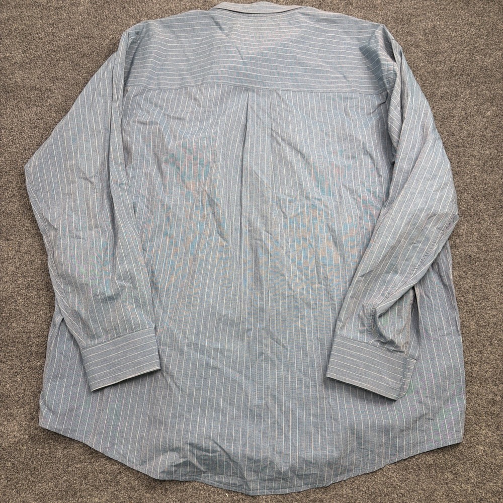 VTG Burberrys Men XL Striped Button Down Shirt Blue White Cotton Made In USA - Picture 5 of 7